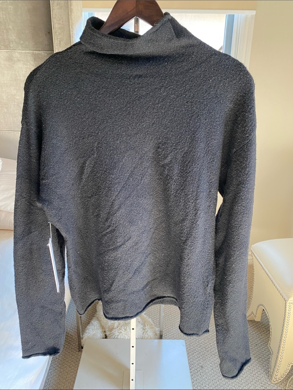 Cozy Black Long-Sleeve Mock Neck Sweater